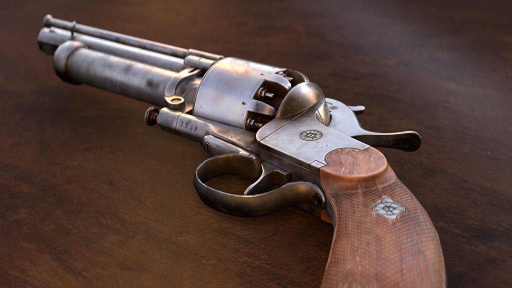 Ringtail Studios Wooden Gun Art on table